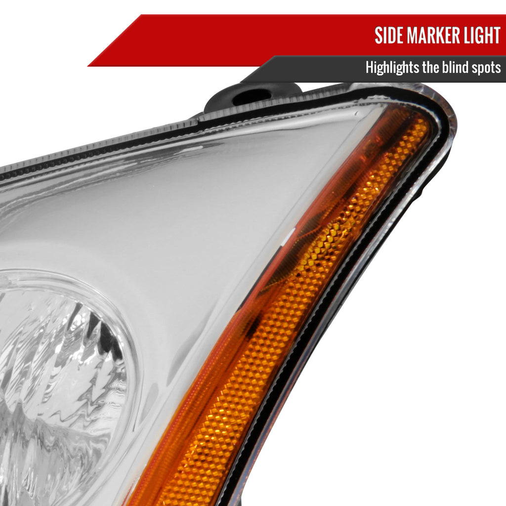 2007-2009 Nissan Sentra Factory Style Headlights with Amber Reflector (Chrome Housing/Clear Lens)