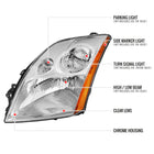 2007-2009 Nissan Sentra Factory Style Headlights with Amber Reflector (Chrome Housing / Clear Lens)