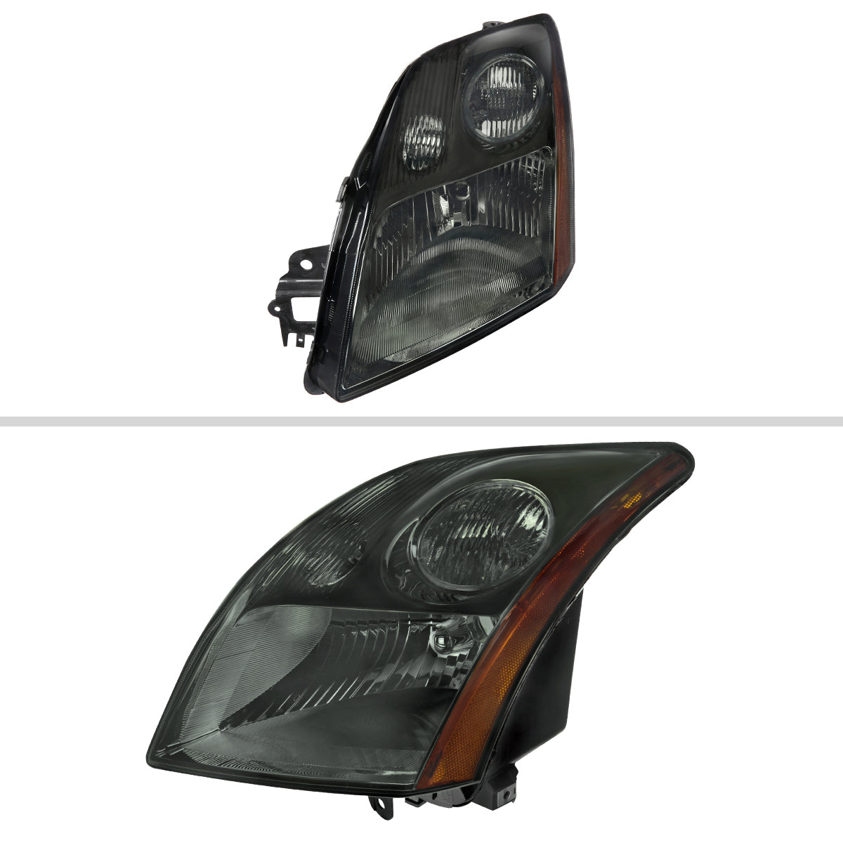 2007-2009 Nissan Sentra Factory Style Headlights with Amber Reflector (Chrome Housing / Smoked Lens)