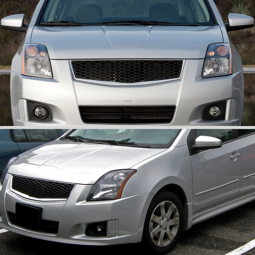 2007-2009 Nissan Sentra Factory Style Headlights with Amber Reflector (Matte Black Housing/Clear Lens)