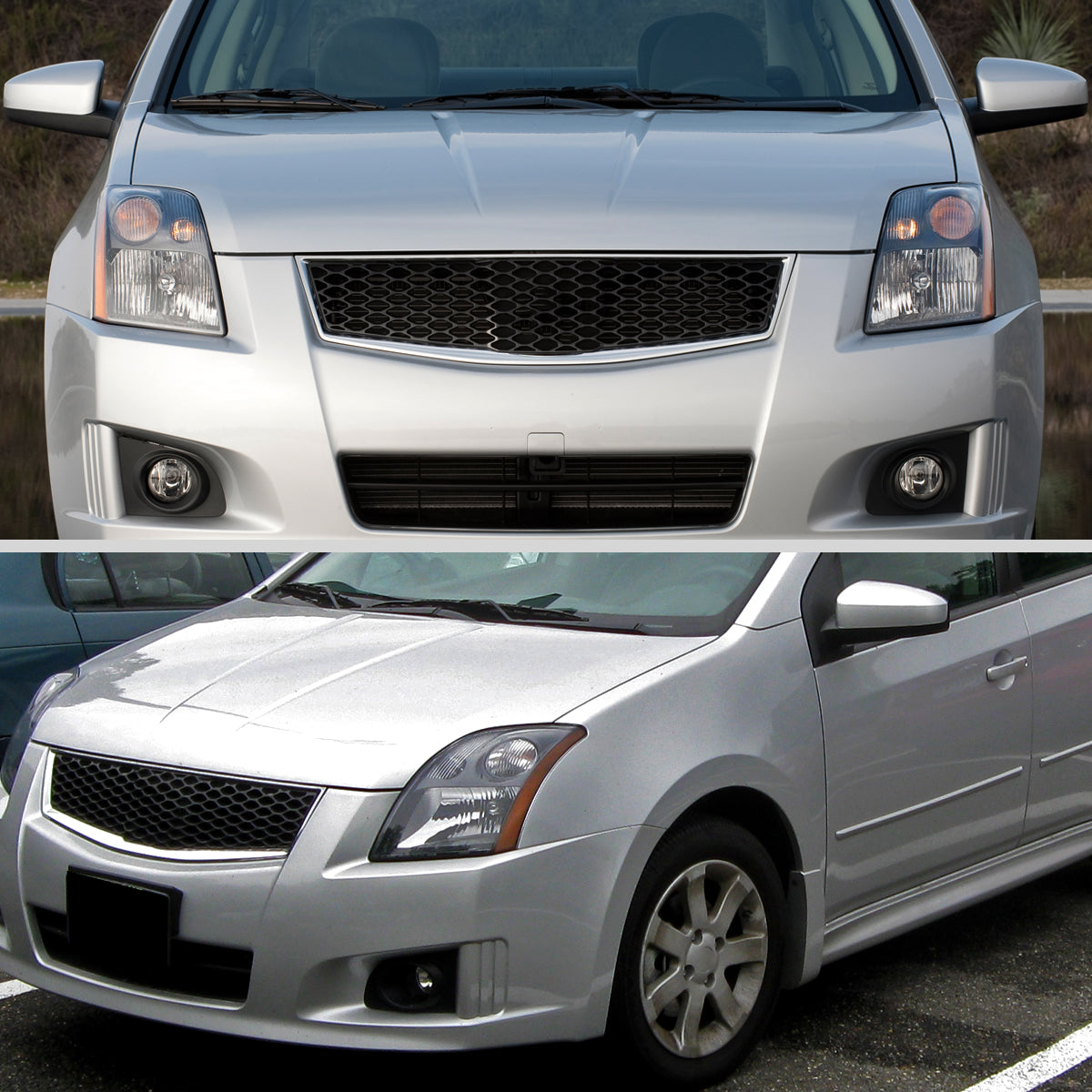2007-2009 Nissan Sentra Factory Style Headlights with Amber Reflector (Matte Black Housing/Clear Lens)