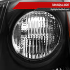 2007-2009 Nissan Sentra Factory Style Headlights with Amber Reflector (Matte Black Housing/Clear Lens)