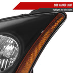 2007-2009 Nissan Sentra Factory Style Headlights with Amber Reflector (Matte Black Housing/Clear Lens)