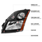 2007-2009 Nissan Sentra Factory Style Headlights with Amber Reflector (Matte Black Housing / Clear Lens)
