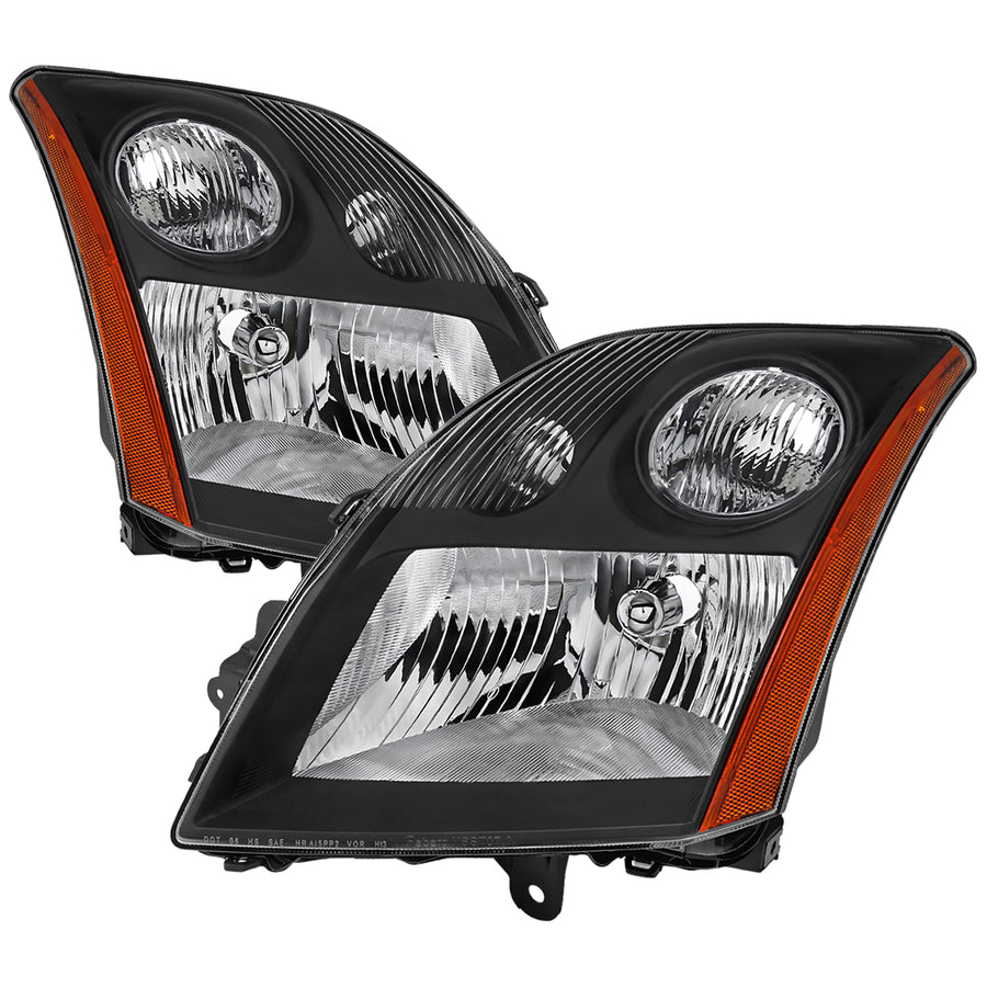 2007-2009 Nissan Sentra Factory Style Headlights with Amber Reflector (Matte Black Housing / Clear Lens)