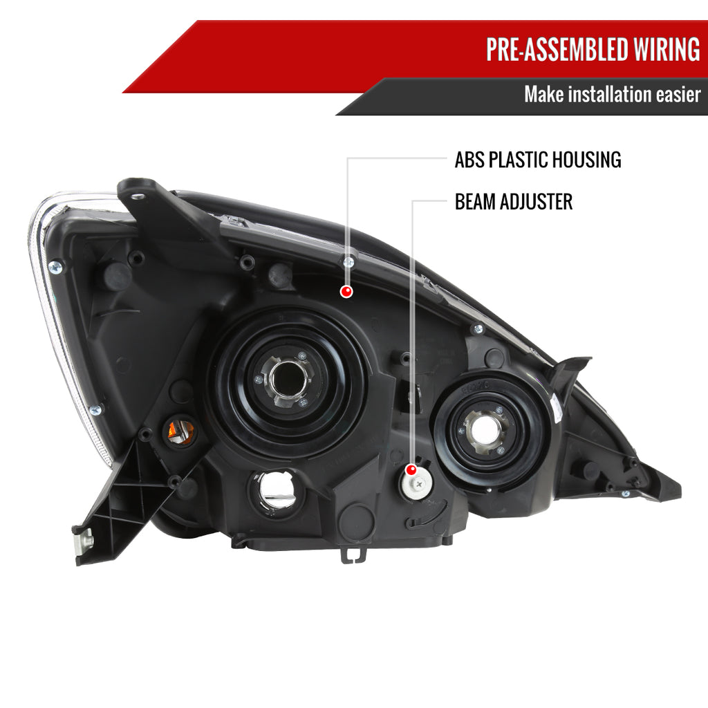 2004-2005 Toyota Sienna Factory Style Headlights w/ Amber Reflector (Chrome Housing/Clear Lens)