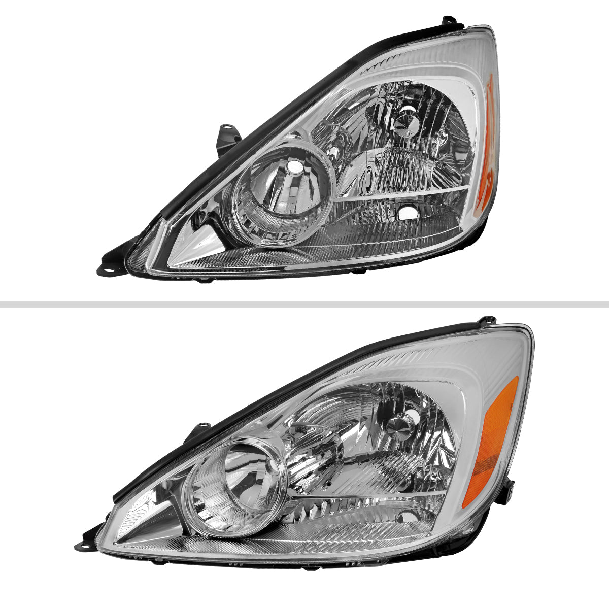 2004-2005 Toyota Sienna Driver / Left Side Factory Style Headlight w/ Amber Reflector (Chrome Housing / Clear Lens)