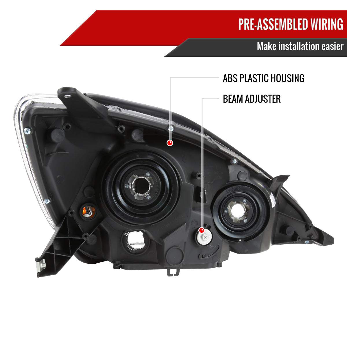2004-2005 Toyota Sienna Factory Style Headlights w/ Amber Reflector (Chrome Housing/Smoke Lens)