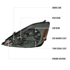 2004-2005 Toyota Sienna Factory Style Headlights w/ Amber Reflector (Chrome Housing/Smoke Lens)