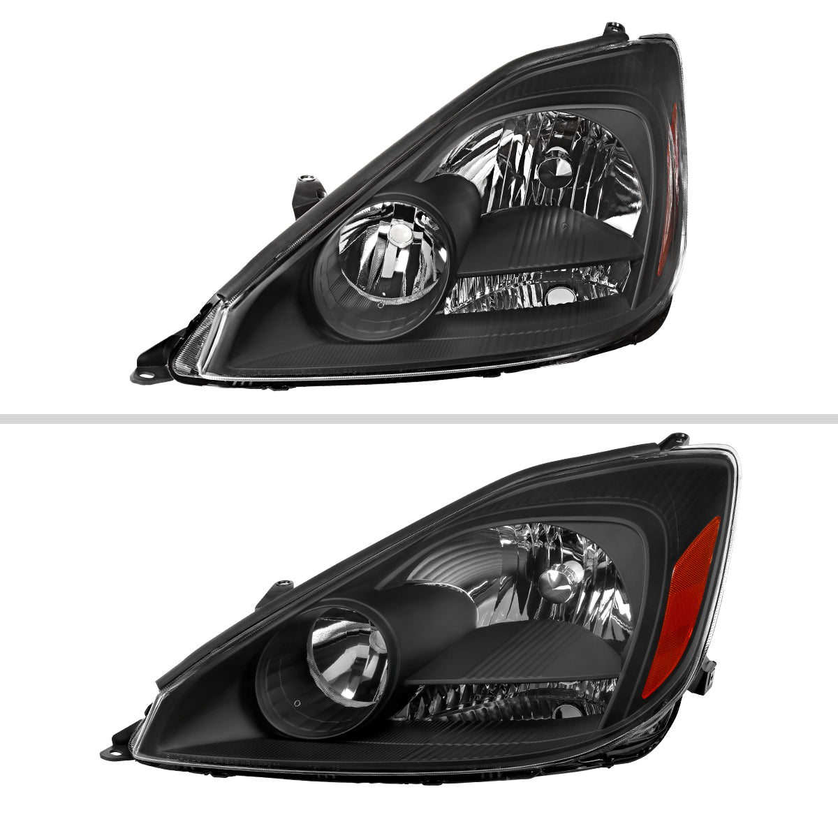 2004-2005 Toyota Sienna Factory Style Headlights w/ Amber Reflector (Matte Black Housing / Clear Lens)