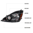 2004-2005 Toyota Sienna Factory Style Headlights w/ Amber Reflector (Matte Black Housing / Clear Lens)