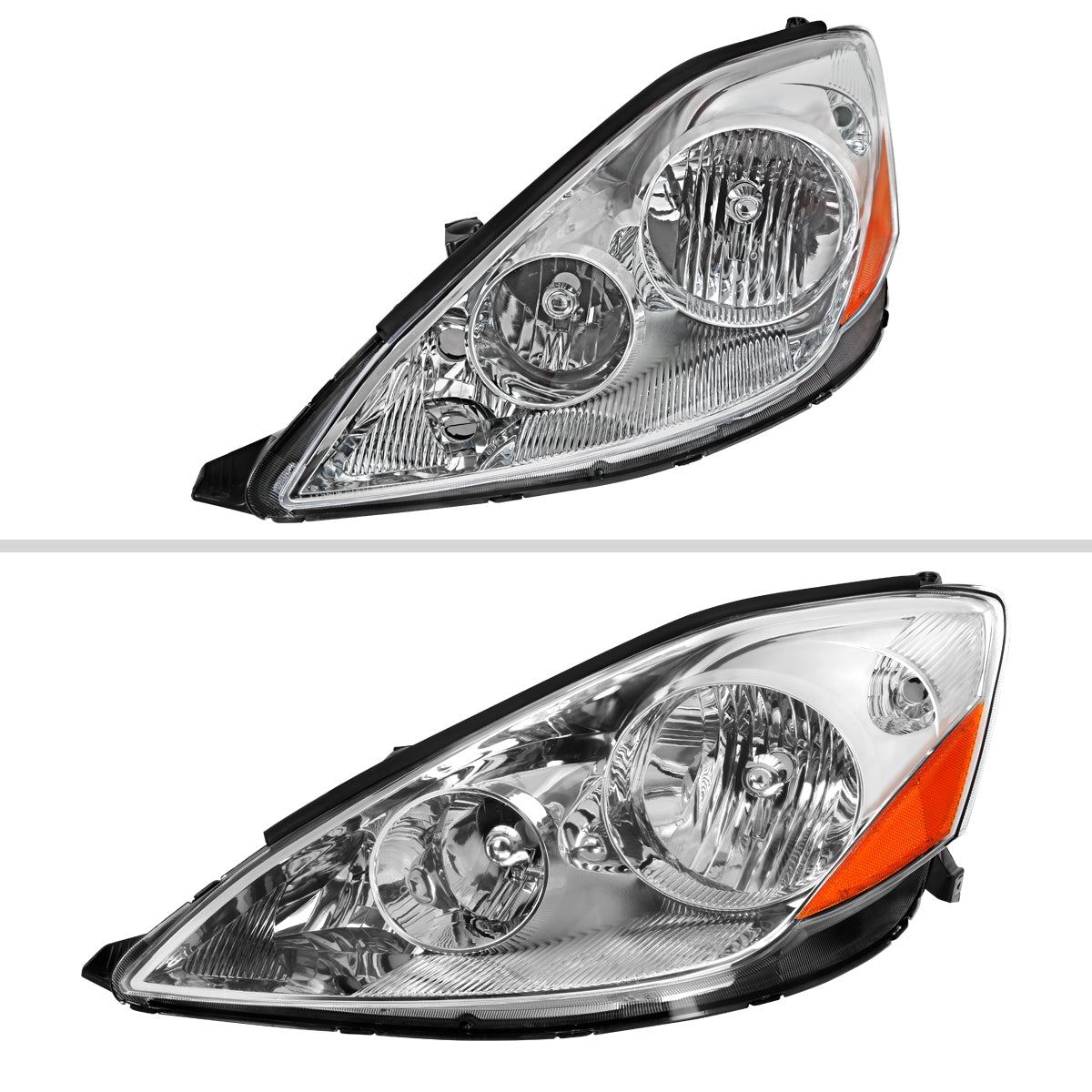 2006-2010 Toyota Sienna Factory Style Headlights w/ Amber Reflector (Chrome Housing / Clear Lens)
