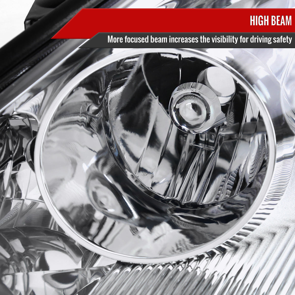 2006-2010 Toyota Sienna Factory Style Driver / Left Headlight w/ Amber Reflector (Chrome Housing / Clear Lens)