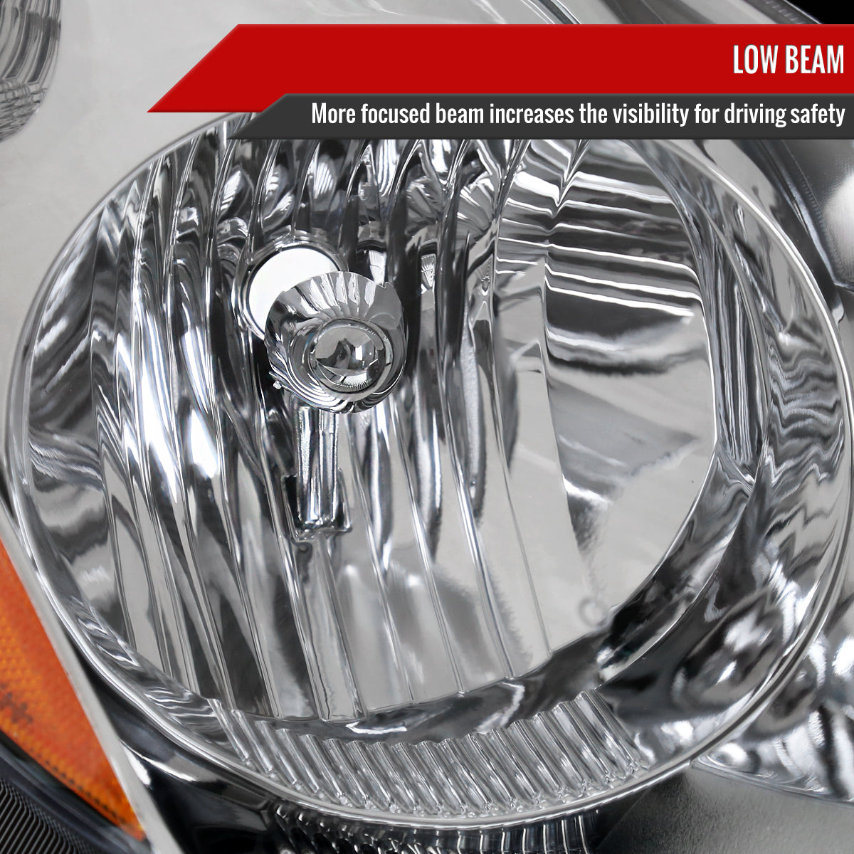 2006-2010 Toyota Sienna Factory Style Passenger / Right Headlight w/ Amber Reflector (Chrome Housing / Clear Lens)