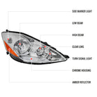 2006-2010 Toyota Sienna Factory Style Passenger / Right Headlight w/ Amber Reflector (Chrome Housing / Clear Lens)