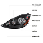2006-2010 Toyota Sienna Factory Style Headlights w/ Amber Reflector (Matte Black Housing / Clear Lens)