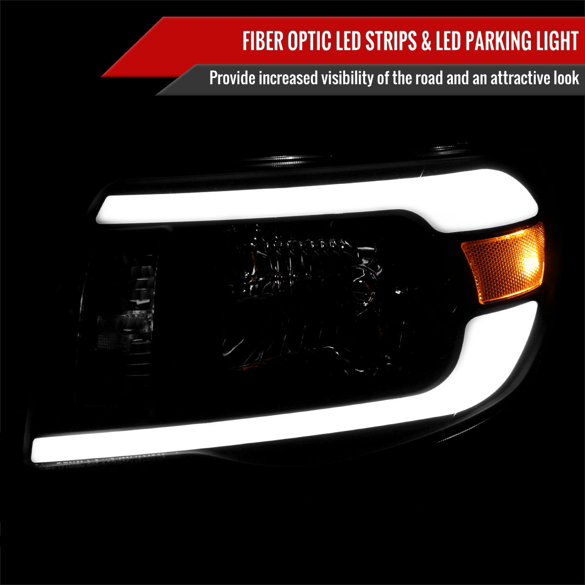2005-2011 Toyota Tacoma LED Bar Factory Style Headlights (Matte Black Housing / Clear Lens)