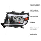 2005-2011 Toyota Tacoma LED Bar Factory Style Headlights (Matte Black Housing / Clear Lens)