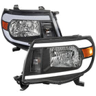 2005-2011 Toyota Tacoma LED Bar Factory Style Headlights (Matte Black Housing / Clear Lens)