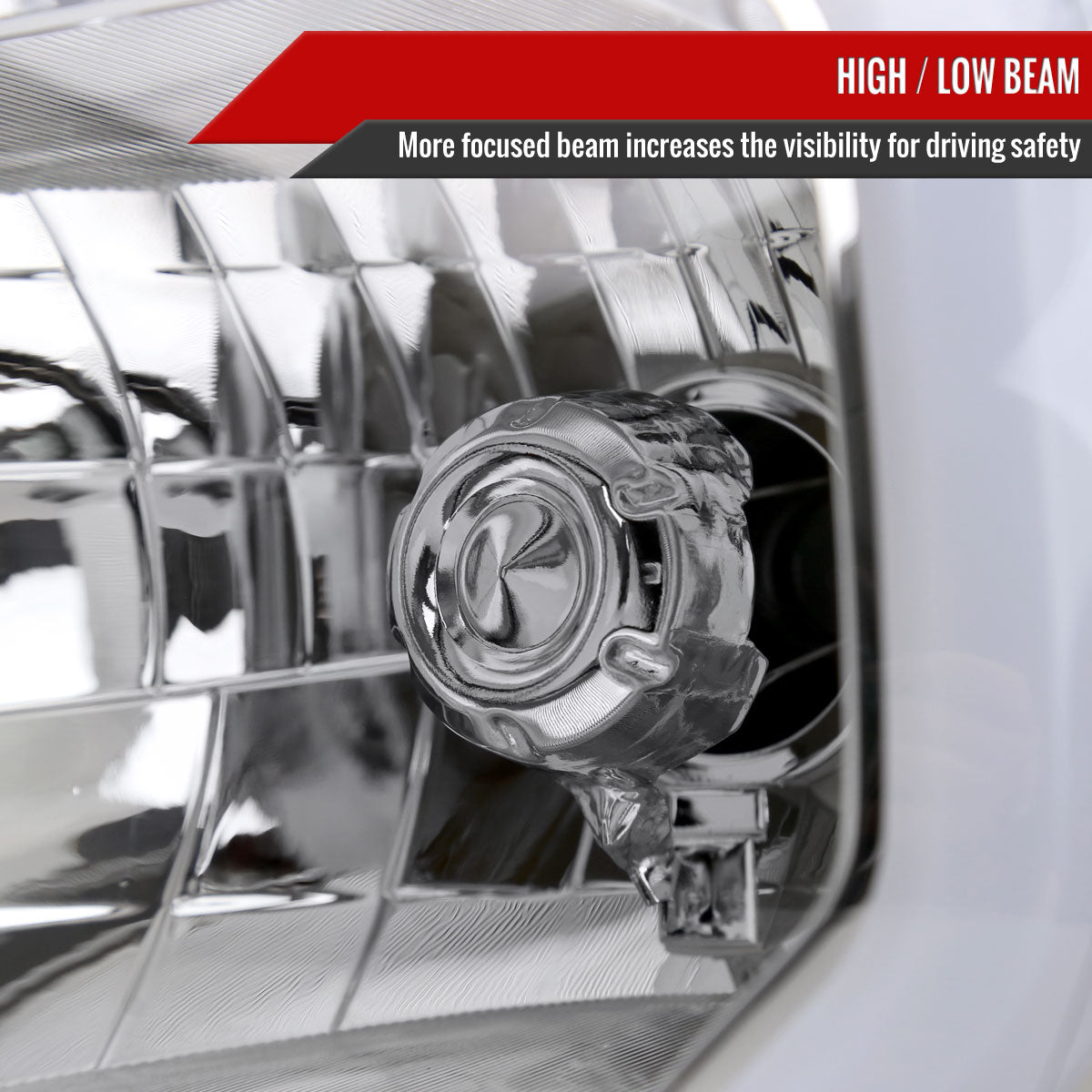 2012-2015 Toyota Tacoma LED Bar Factory Style Headlights with Amber Reflector (Chrome Housing / Clear Lens)