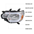 2012-2015 Toyota Tacoma LED Bar Factory Style Headlights with Amber Reflector (Chrome Housing / Clear Lens)