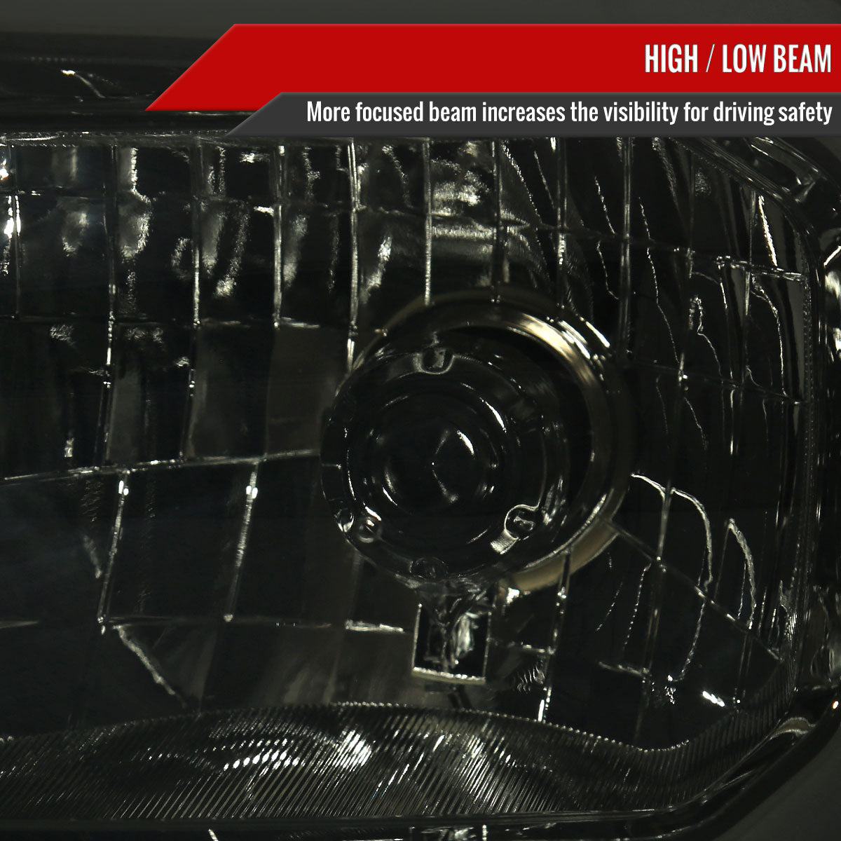 2012-2015 Toyota Tacoma LED Bar Factory Style Headlights with Amber Reflector (Chrome Housing / Smoked Lens)
