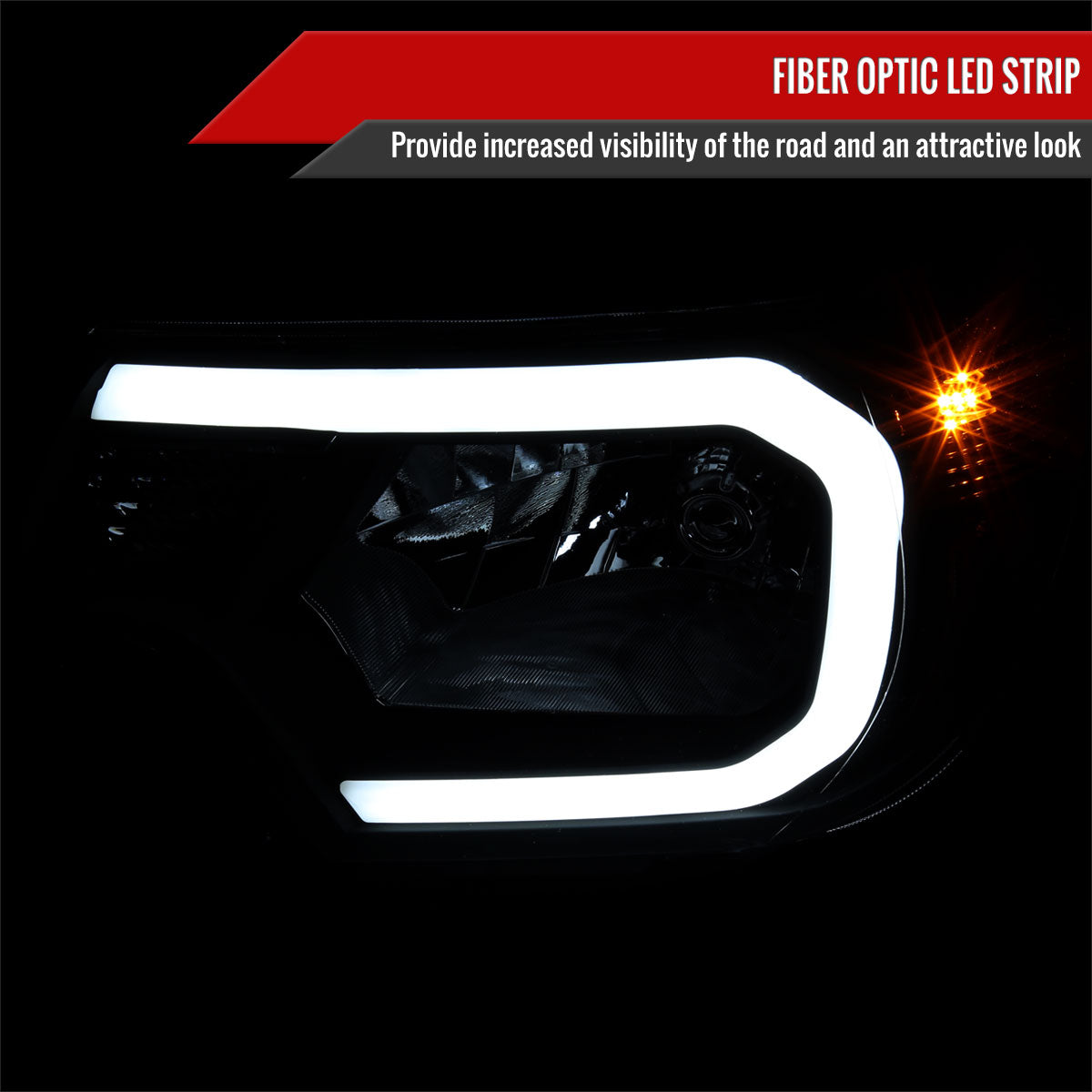 2012-2015 Toyota Tacoma LED Bar Factory Style Headlights with Amber Reflector (Matte Black Housing / Clear Lens)
