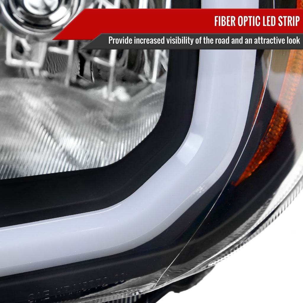 2012-2015 Toyota Tacoma LED Bar Factory Style Headlights with Amber Reflector (Matte Black Housing/Clear Lens)
