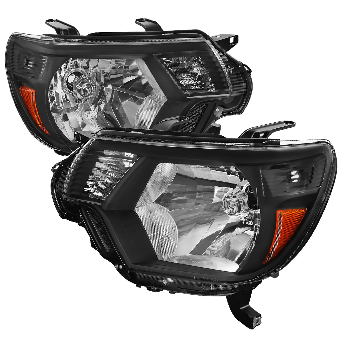 2012-2015 Toyota Tacoma Factory Style Headlights w/ Amber Reflectors (Matte Black Housing / Clear Lens)