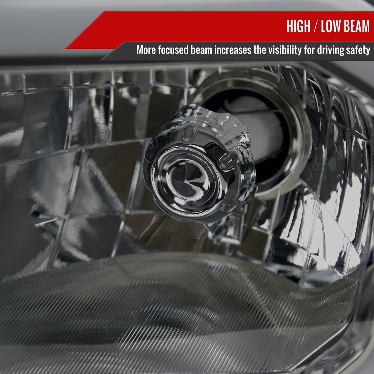 2012-2015 Toyota Tacoma LED Bar Factory Style Headlights with Amber Reflector (Chrome Housing / Light Smoked Lens)