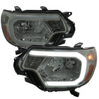2012-2015 Toyota Tacoma LED Bar Factory Style Headlights with Amber Reflector (Chrome Housing / Light Smoked Lens)