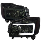 2004-2015 Nissan Titan / 2004-2007 Armada LED Bar Factory Headlights (Chrome Housing/Smoke Lens)