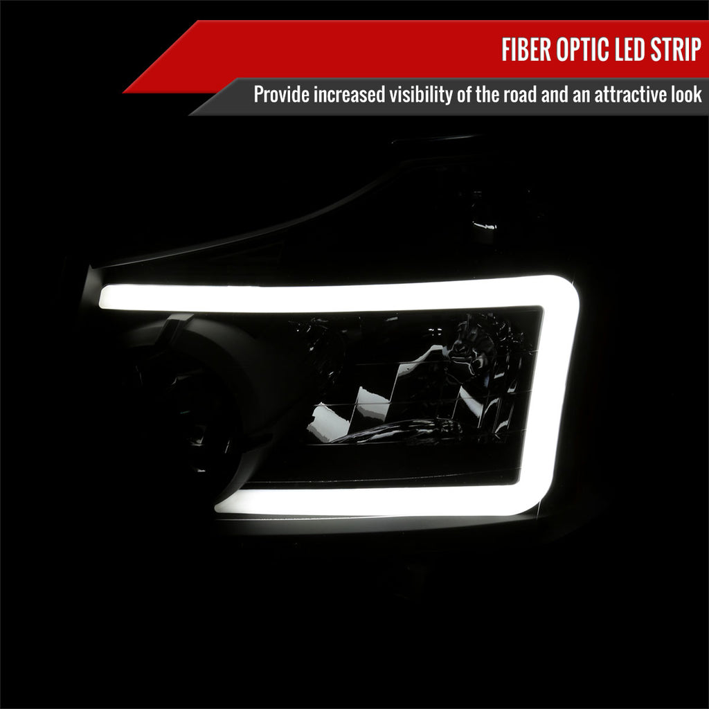 2004-2015 Nissan Titan / 2004-2007 Armada LED Bar Factory Headlights (Matte Black Housing/Clear Lens)