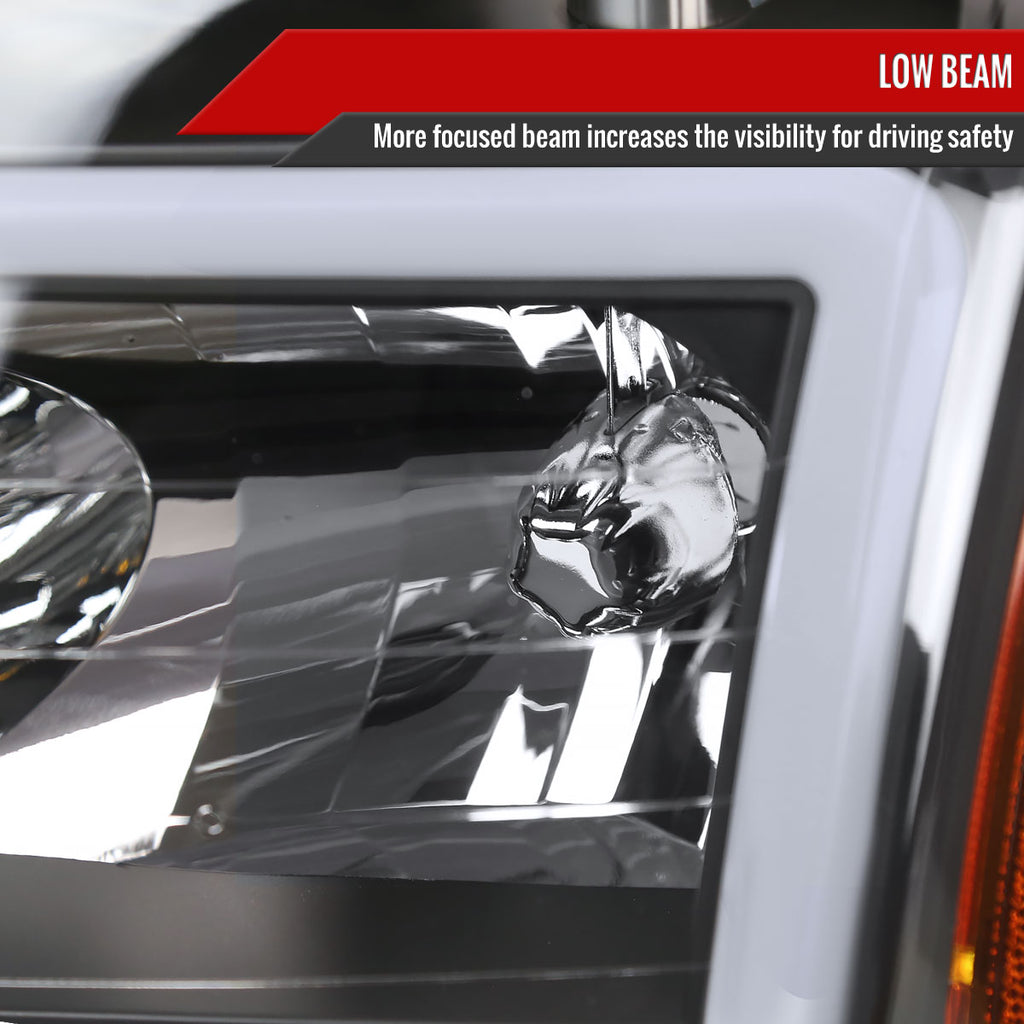 2004-2015 Nissan Titan / 2004-2007 Armada LED Bar Factory Headlights (Matte Black Housing/Clear Lens)