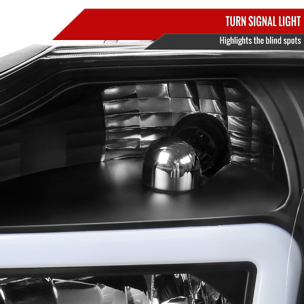 2004-2015 Nissan Titan / 2004-2007 Armada LED Bar Factory Headlights (Matte Black Housing/Clear Lens)