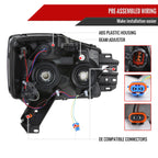 2004-2015 Nissan Titan / 2004-2007 Armada LED Bar Factory Headlights (Matte Black Housing/Clear Lens)