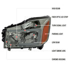 2004-2015 Nissan Titan / 2004-2007 Armada LED Bar Factory Headlights (Chrome Housing / Light Smoked Lens)