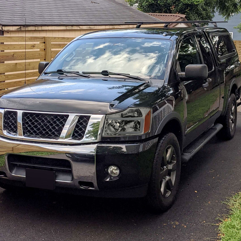 2004-2015 Nissan Titan / 2004-2007 Armada LED Bar Factory Headlights (Chrome Housing/Light Smoke Lens)
