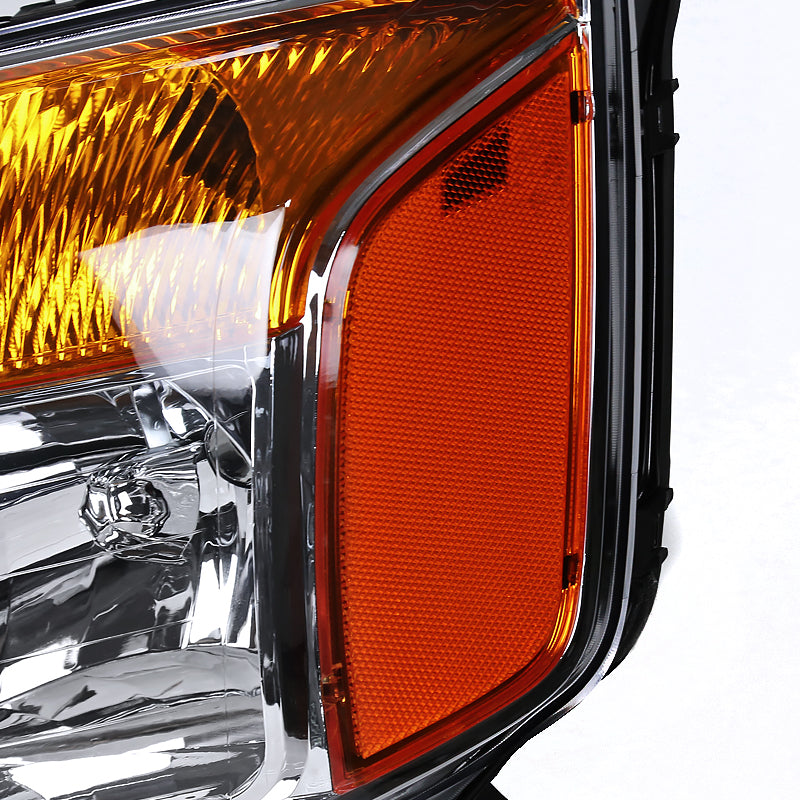 2004-2015 Nissan Titan / 2004-2007 Armada Factory Style Headlights w/ Amber Reflectors (Chrome Housing / Clear Lens)