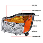 2004-2015 Nissan Titan / 2004-2007 Armada Factory Style Headlights w/ Amber Reflectors (Chrome Housing / Clear Lens)