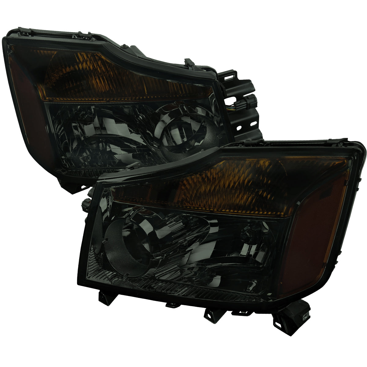 2004-2015 Nissan Titan / 2004-2007 Armada Factory Style Headlights w/ Amber Reflectors (Chrome Housing / Smoked Lens)