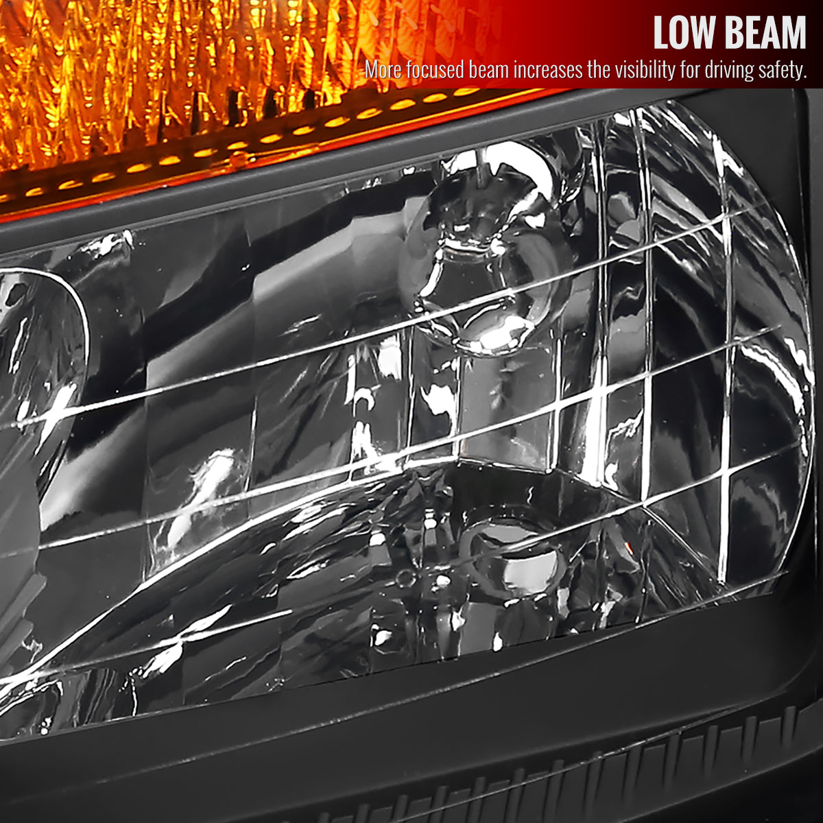 2004-2015 Nissan Titan / 2004-2007 Armada Factory Style Headlights w/ Amber Reflectors (Matte Black Housing / Clear Lens)