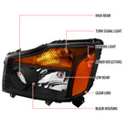 2004-2015 Nissan Titan / 2004-2007 Armada Factory Style Headlights w/ Amber Reflectors (Matte Black Housing / Clear Lens)