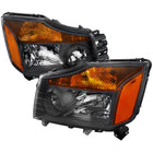 2004-2015 Nissan Titan / 2004-2007 Armada Factory Style Headlights w/ Amber Reflectors (Matte Black Housing / Clear Lens)