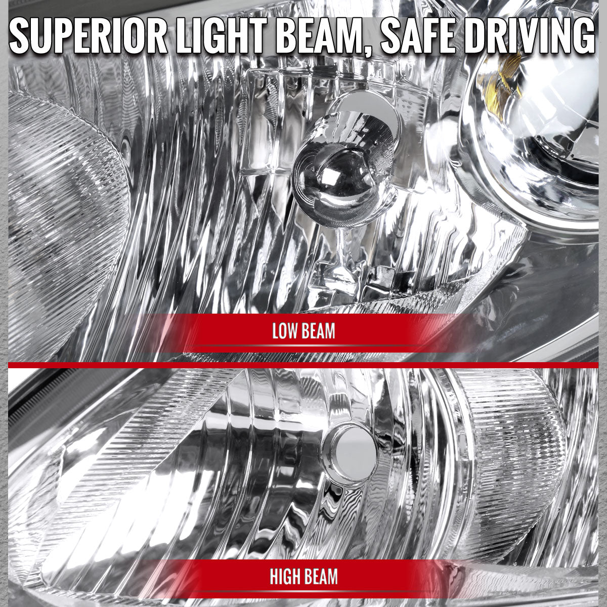 2009-2014 Toyota Matrix Factory Style Replacement Headlights (Chrome Housing / Clear Lens)
