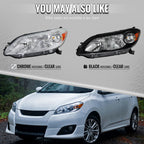 2009-2014 Toyota Matrix Factory Style Replacement Headlights (Chrome Housing / Clear Lens)