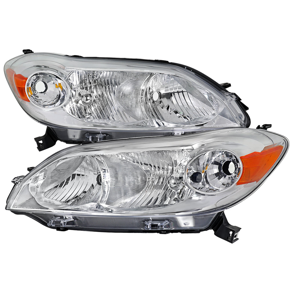 2009-2014 Toyota Matrix Factory Style Replacement Headlights (Chrome Housing / Clear Lens)