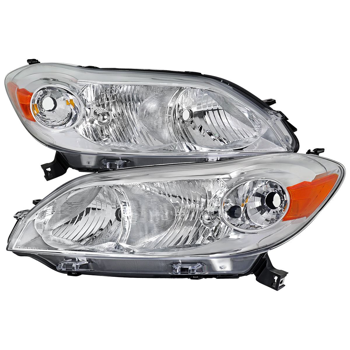 2009-2014 Toyota Matrix Factory Style Replacement Headlights (Chrome Housing / Clear Lens)