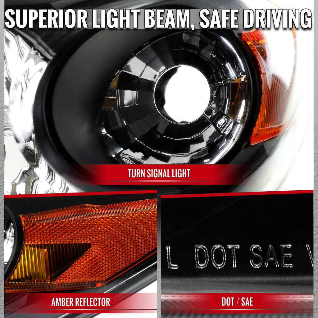 2009-2014 Toyota Matrix Factory Style Replacement Headlights (Matte Black Housing/Clear Lens)