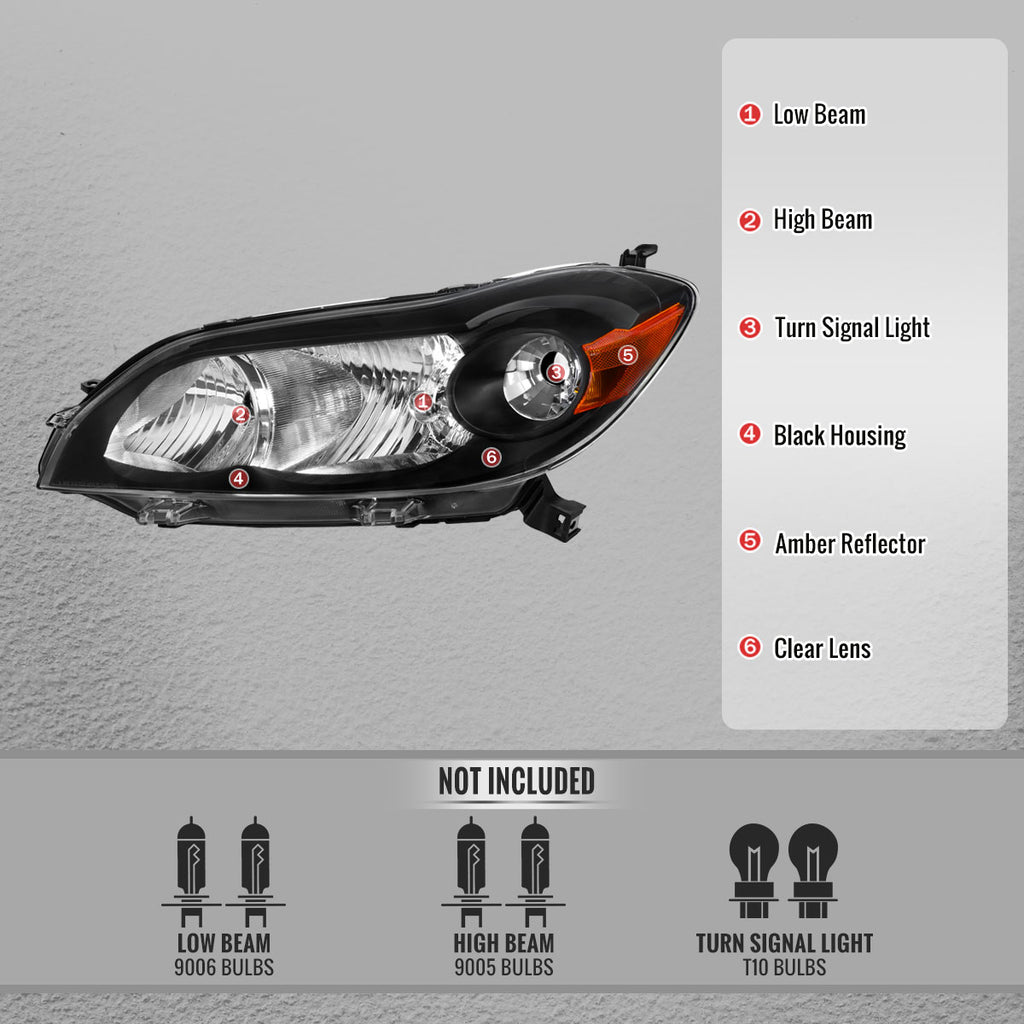 2009-2014 Toyota Matrix Factory Style Replacement Headlights (Matte Black Housing/Clear Lens)